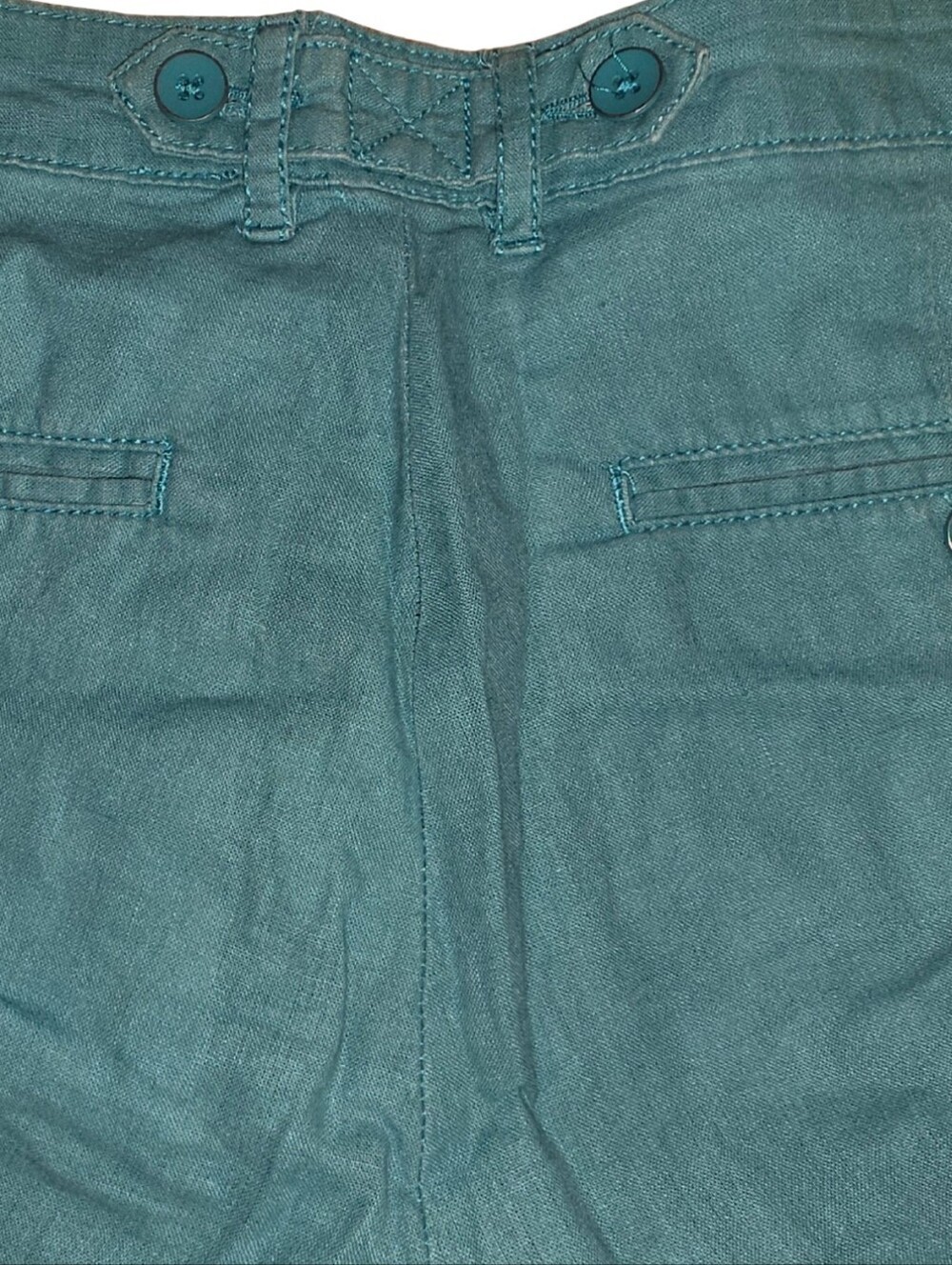 GAP Teal Blue Linen Cotton Blend Cuffed Shorts Size 6 - Picture 6 of 6